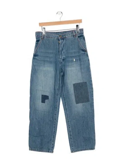 Pre-owned Roucha Mid-rise Wide Leg Jeans In Blue