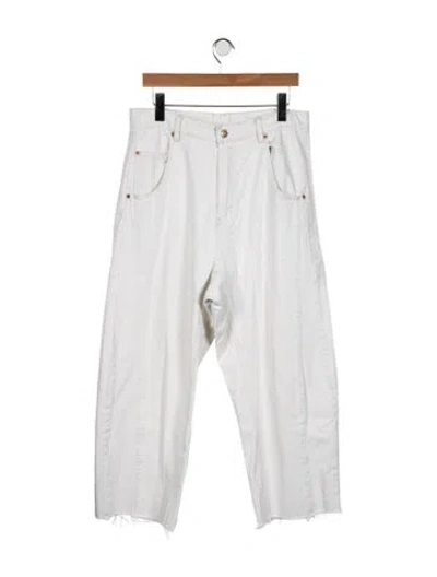 Pre-owned Roucha Mid-rise Wide Leg Jeans In White