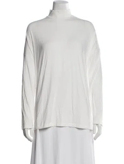 Pre-owned Roucha Mock Neck Long Sleeve Top In White