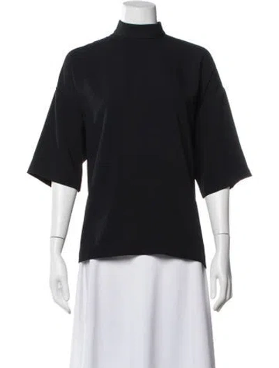 Pre-owned Roucha Mock Neck Short Sleeve Top In Black