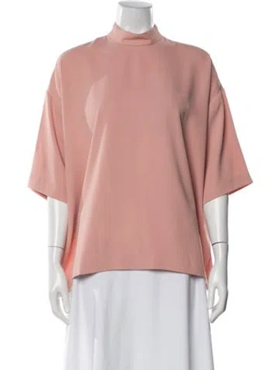 Pre-owned Roucha Mock Neck Short Sleeve Top In Pink