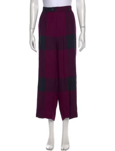 Pre-owned Roucha Plaid Print Wide Leg Pants In Purple