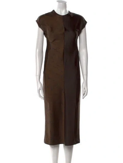 Pre-owned Roucha Printed Long Dress In Brown
