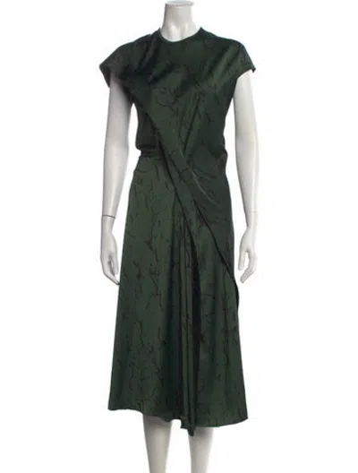 Pre-owned Roucha Printed Long Dress In Green