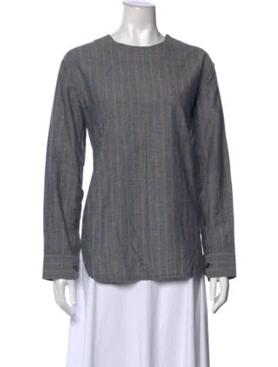 Pre-owned Roucha Striped Crew Neck Top In Gray