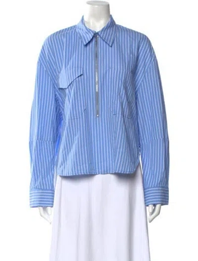 Pre-owned Roucha Striped Long Sleeve Top In Blue