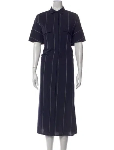 Pre-owned Roucha Striped Midi Length Dress In Blue