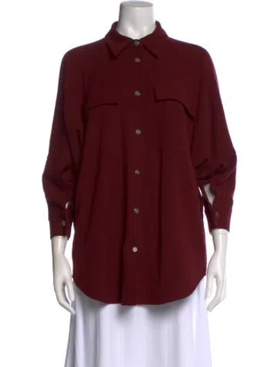 Pre-owned Roucha Three-quarter Sleeve Blouse In Burgundy