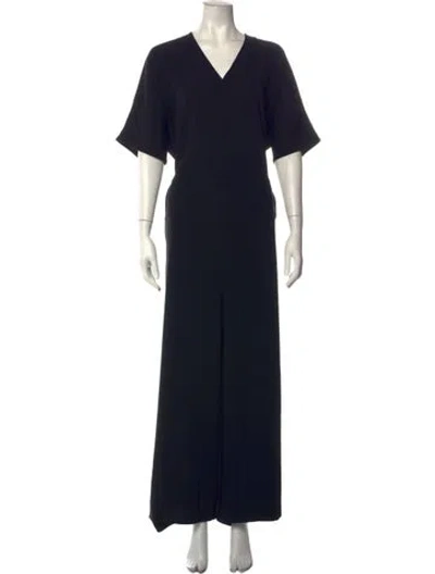 Pre-owned Roucha V-neck Jumpsuit In Black