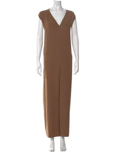 Pre-owned Roucha V-neck Jumpsuit In Brown