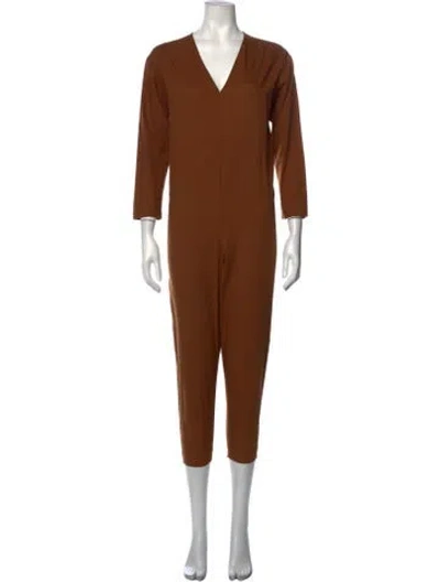 Pre-owned Roucha V-neck Jumpsuit In Brown