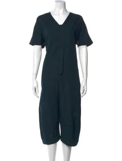 Pre-owned Roucha V-neck Jumpsuit In Green