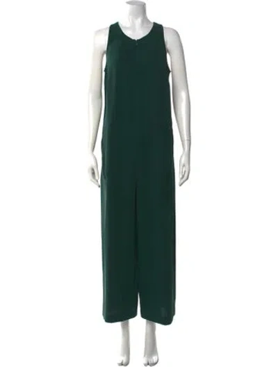 Pre-owned Roucha V-neck Jumpsuit In Green