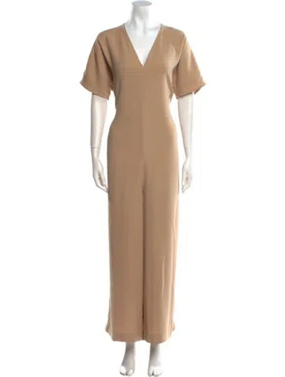 Pre-owned Roucha V-neck Jumpsuit In Neutral