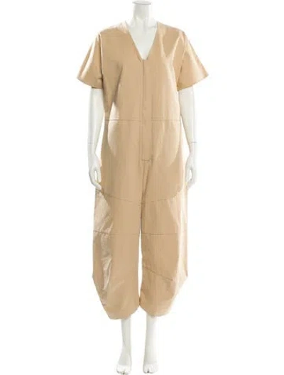 Pre-owned Roucha V-neck Jumpsuit In Neutral