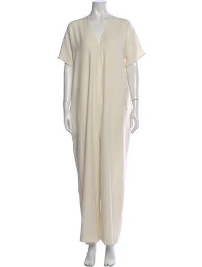 Pre-owned Roucha V-neck Jumpsuit In Neutral