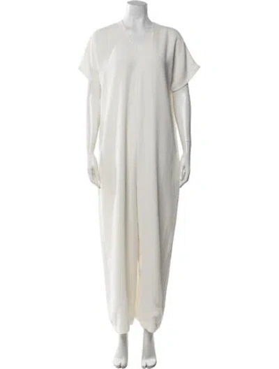 Pre-owned Roucha V-neck Jumpsuit In Neutrals