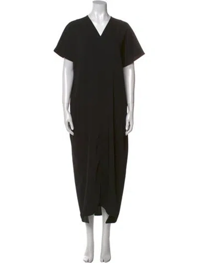 Pre-owned Roucha V-neck Long Dress In Black