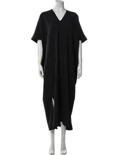 Pre-owned Roucha V-neck Long Dress In Black