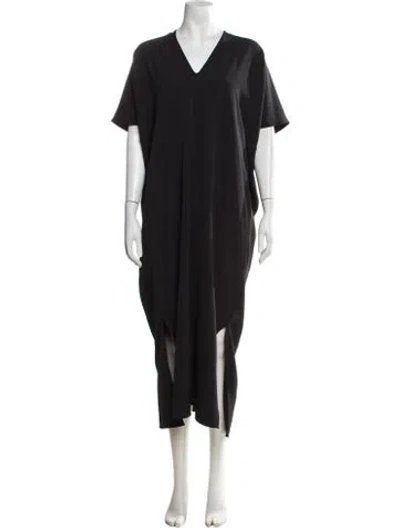 Pre-owned Roucha V-neck Long Dress In Black