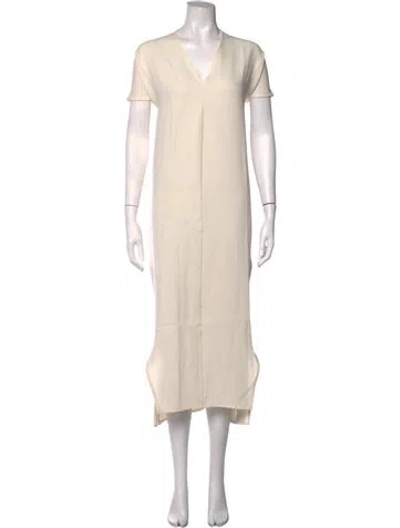 Pre-owned Roucha V-neck Long Dress In Neutrals