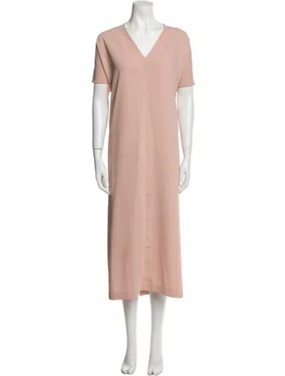 Pre-owned Roucha V-neck Long Dress In Pink