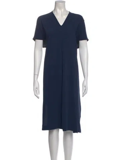 Pre-owned Roucha V-neck Midi Length Dress In Blue