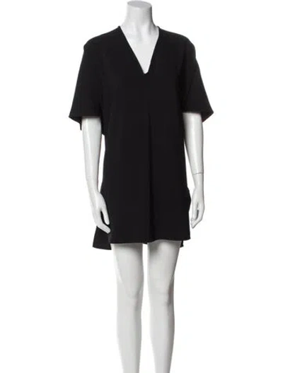 Pre-owned Roucha V-neck Mini Dress In Black