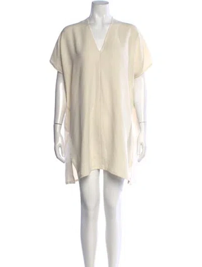 Pre-owned Roucha V-neck Mini Dress In Neutral