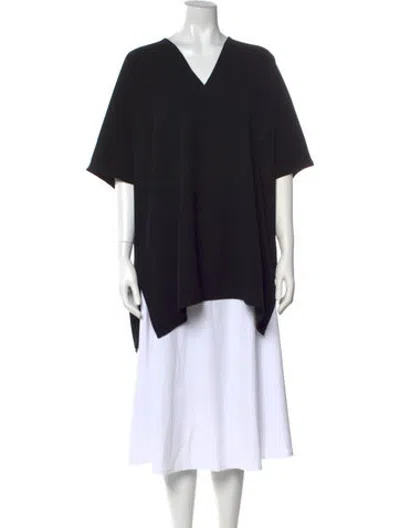 Pre-owned Roucha V-neck Short Sleeve Top In Black