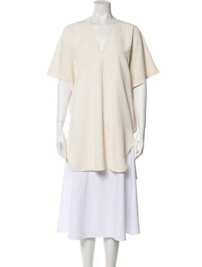 Pre-owned Roucha V-neck Short Sleeve Top In Neutral