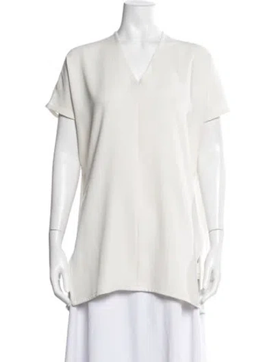 Pre-owned Roucha V-neck Short Sleeve Top In Neutrals