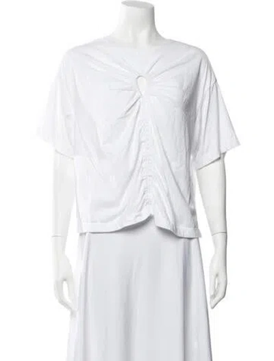 Pre-owned Roucha V-neck Short Sleeve Top In White