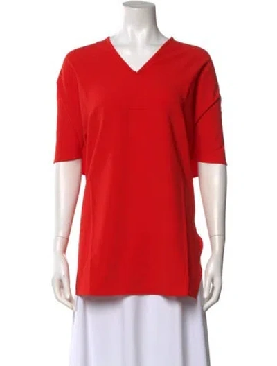 Pre-owned Roucha V-neck Short Sleeve T-shirt In Red