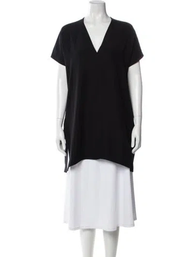 Pre-owned Roucha V-neck Short Sleeve Tunic In Black
