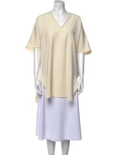 Pre-owned Roucha V-neck Short Sleeve Tunic In Neutral