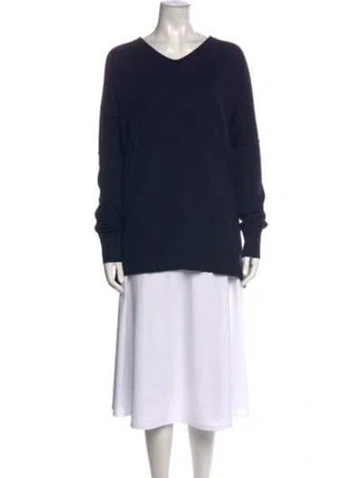 Pre-owned Roucha Wool V-neck Sweater In Blue