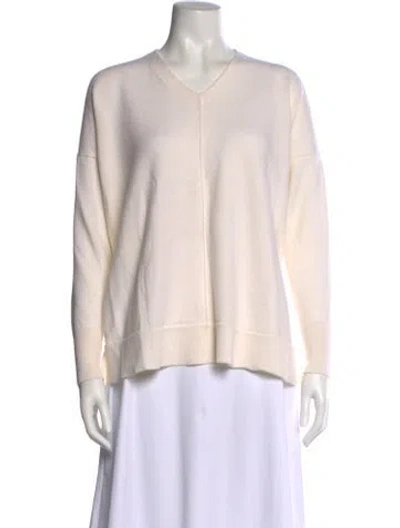 Pre-owned Roucha Wool V-neck Sweater In Neutral