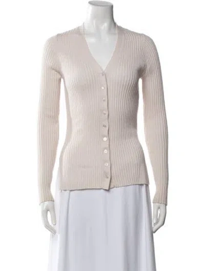 Pre-owned Roucha Wool V-neck Sweater In Neutrals