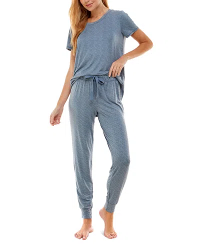 Roudelain Printed Short Sleeve Top & Jogger Pajama Set In Flintstone