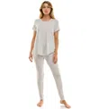 Roudelain Scoop Neck T-shirt & Jogger Pants Pajama Set In Gray