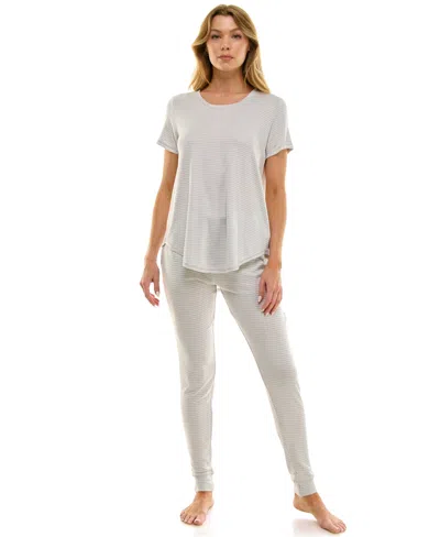 Roudelain Scoop Neck T-shirt & Jogger Pants Pajama Set In Gray