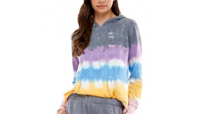 Roudelain Tie-dyed Hoodie Pajama Top In Tradewinds In Multi