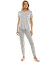 Roudelain V-neck T-shirt & Jogger Pants Pajama Set In Gray