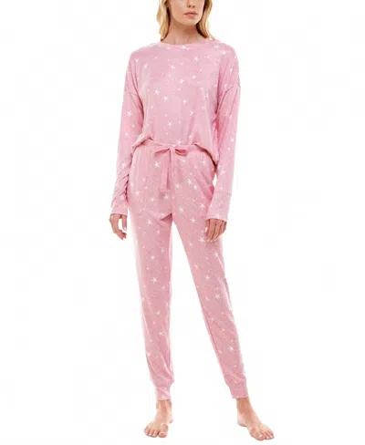 Roudelain Whisper Luxe Drop Shoulder And Jogger Set In Leggy Star/orchid Smoke In Pink