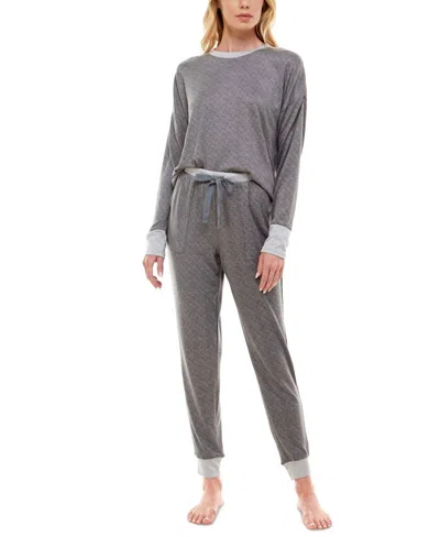 Roudelain Whisper Luxe Drop Shoulder And Jogger Set In Space Dye Gray Flannel/soft Silver
