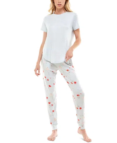 Roudelain Whisper Luxe Short Sleeve Top And Jogger Pants Set In Pearl Blue Spacedyevday In Yellow