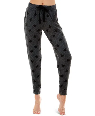 Roudelain Whisperluxe Printed Jogger Pajama Bottoms In Gray In Black