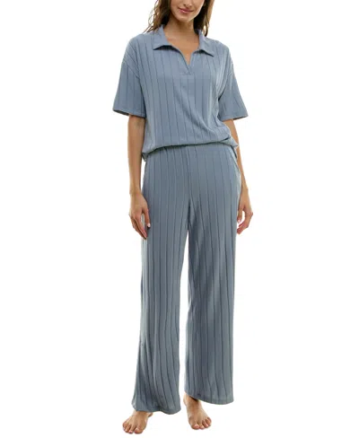 Roudelain Women's 2-pc. Whisper Wide Rib Pajamas Set In Tradewinds