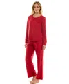 Roudelain Women's 2-piece Long-sleeve Crewneck Top And Pants Set In Red